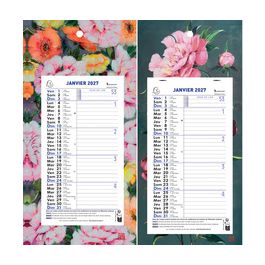 EXACOMPTA Calendrier mural, 155 x 285 mm, 2027, fond Fleurs