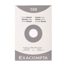 EXACOMPTA Fiches bristol, 100 x 150 mm, quadrillé, blanc
