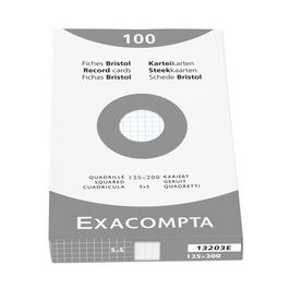EXACOMPTA Fiches bristol, 125 x 200 mm, quadrillé, blanc