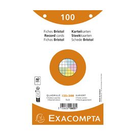 EXACOMPTA Fiches bristol, 125 x 200 mm, quadrillé, blanc