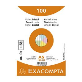 EXACOMPTA Fiches bristol, A5, ligné, rose