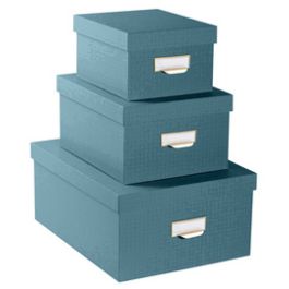 EXACOMPTA Lot de 3 boîtes gigogne Office by Me, bleu canard