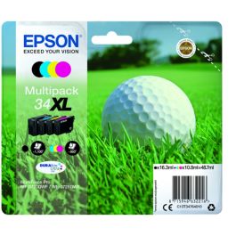 Cartouches d'origines Epson C13T34764010 / 34XL - multipack 4 couleurs : noire, cyan, magenta, jaune