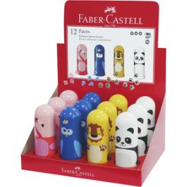 FABER-CASTELL Combi gomme - taille-crayon Faces, présentoir x12