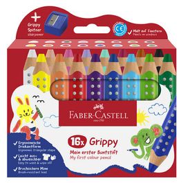 FABER-CASTELL Crayon de couleur Grippy, étui carton de 16