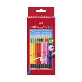 FABER-CASTELL Crayon de couleur gommable, étui carton de 24