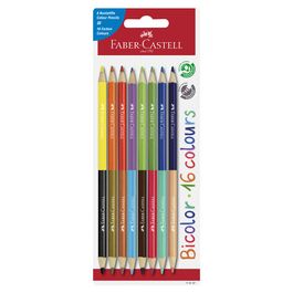 FABER-CASTELL Crayons de couleur Bicolor, carte blister de 8