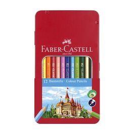 FABER-CASTELL Crayons de couleur CASTLE, étui métal de 12