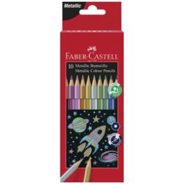 FABER-CASTELL Crayons de couleur hexagonaux métallique, étui