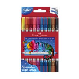 FABER-CASTELL Feutre double pointe Glitzer, boîte de 10