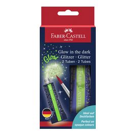 FABER-CASTELL Gel à paillettes Glow in the dark, 2 x 12 ml