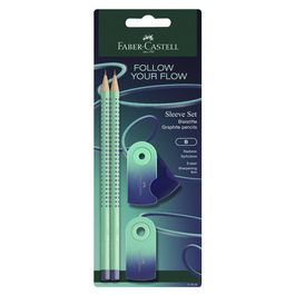 FABER-CASTELL Kit d'écriture GRIP Flow Edition, buzzing blue