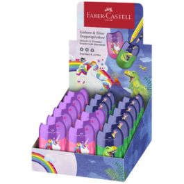 FABER-CASTELL Taille-crayon "Dino/Licorne", en présentoir x18
