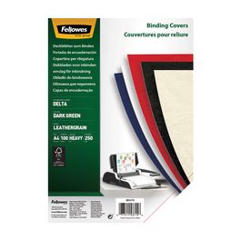 Fellowes Couverture pour reliure Delta, grain cuir, blanc