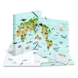 HERMA Chemise à élastiques "Mappemonde des animaux", A3