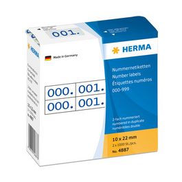 HERMA Etiquette numérique 0-999, 10 x 22 mm, rouge, double