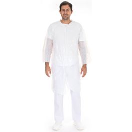 HYGOSTAR Blouse visiteur avec boutons pression, blanc x10