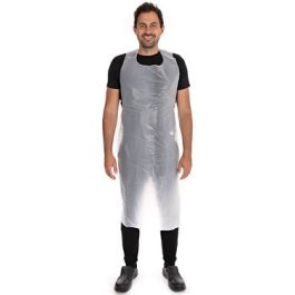 HYGOSTAR Tablier à bavette PEHD, gaufré, 12 microns, blanc