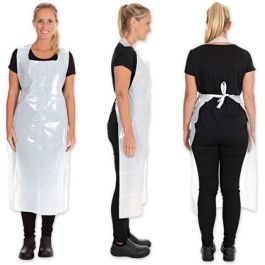 HYGOSTAR Tablier à bavette en LDPE, 35 microns, blanc