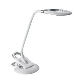 Hansa Lampe de bureau à LED Swirl, pied/pince, blanc/argent