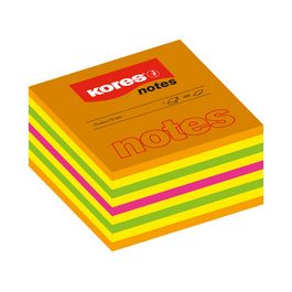 Kores Bloc-note cube, 50 x 50 mm, couleurs fluo, 4 couleurs