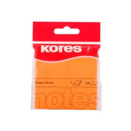 Kores Note adhésive "NEON", 75 x 75 mm, uni, orange fluo