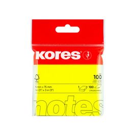 Kores Note adhésive "NEON", 75 x 75mm, uni, jaune fluo