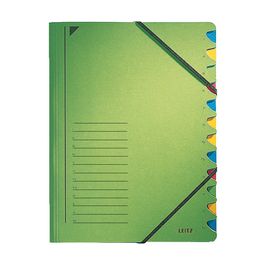 LEITZ Chemise trieur, A4, carton, 12 compartiments, vert