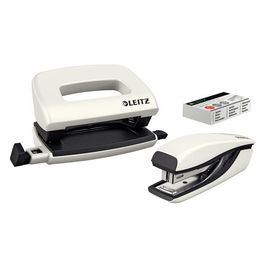 LEITZ Kit mini agrafeuse et perforateur Nexxt WOW, blanc