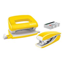 LEITZ Kit mini agrafeuse et perforateur Nexxt WOW, jaune