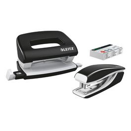 LEITZ Kit mini agrafeuse et perforateur Nexxt WOW, noir