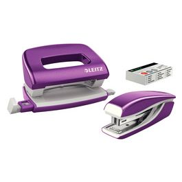 LEITZ Kit mini agrafeuse et perforateur Nexxt WOW, violet