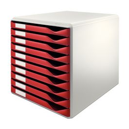 LEITZ Module de classement formulaires,10 tiroirs,gris/rouge