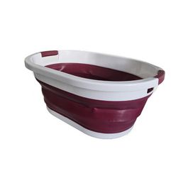 Linden Berg Corbeille à linge, pliable, bordeaux/blanc