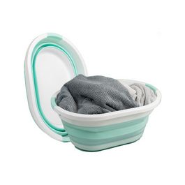 Linden Berg Corbeille à linge, pliable, turquoise/blanc