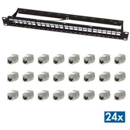 LogiLink 19" Modular Keystone Patch Panel EconLine, 24 Port