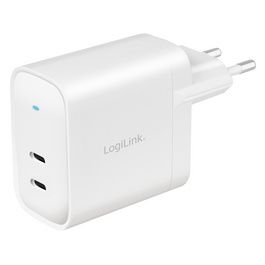 LogiLink Adaptateur de prise USB, 2x USB-C PD, 40 W, blanc