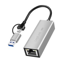 LogiLink Adaptateur réseau Ethernet USB vers RJ45, gris