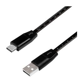 LogiLink Câble USB 2.0 avec règle, USB-A - USB-C mâle, noir