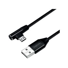 LogiLink Câble USB 2.0, USB-A - Micro USB, 0,3 m, noir