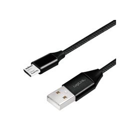 LogiLink Câble USB 2.0, USB-A - Micro USB, 0,3 m, noir