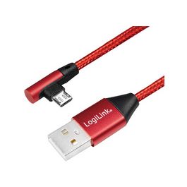 LogiLink Câble USB 2.0, USB-A - Micro USB, 0,3 m, rouge