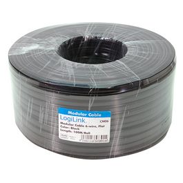 LogiLink Câble téléphonique, 100 m, 6 fils, plat, noir
