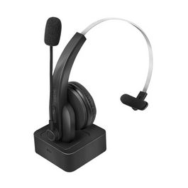 LogiLink Casque mono Bluetooth 5.0, station de charge, noir