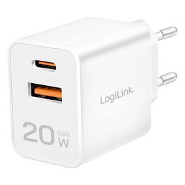 LogiLink Chargeur secteur USB, 1x USB-A, 1x USB-C, 20 watts