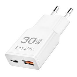LogiLink Chargeur secteur USB, 1x USB-C (PD), 1x USB-A (QC)
