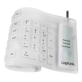 LogiLink Flexible Silikon-Tastatur, kabelgebunden, weiß