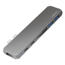 LogiLink Hub multifonction USB-C 7-en-1 avec PD, gris