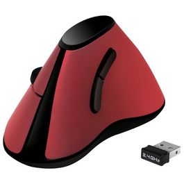 LogiLink Souris optique Ergonomic, sans fil, rouge / noir