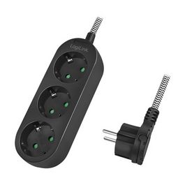 LogiLink Steckdosenleiste, 3-fach, Textilkabel, schwarz